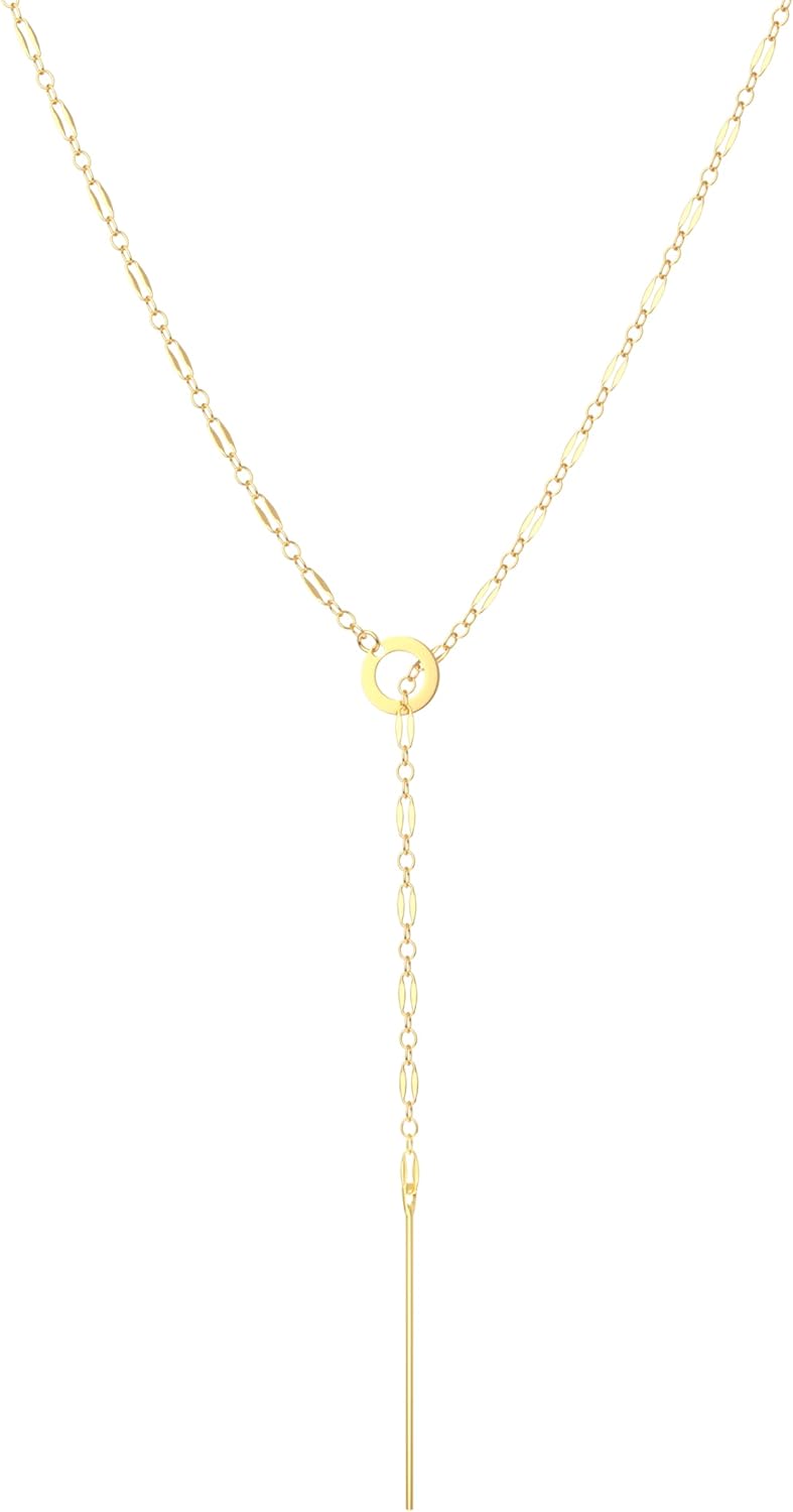 Funsanny Store Lariat Necklaces for Women - Dainty Long Necklace Trendy 14K Gold Plated Hypoallergenic Layered Long Y-Shape Sunburst CZ T-Bar Pendant Drop Chain Necklace Set for Women Non Tarinsh Jewelry - Image 1